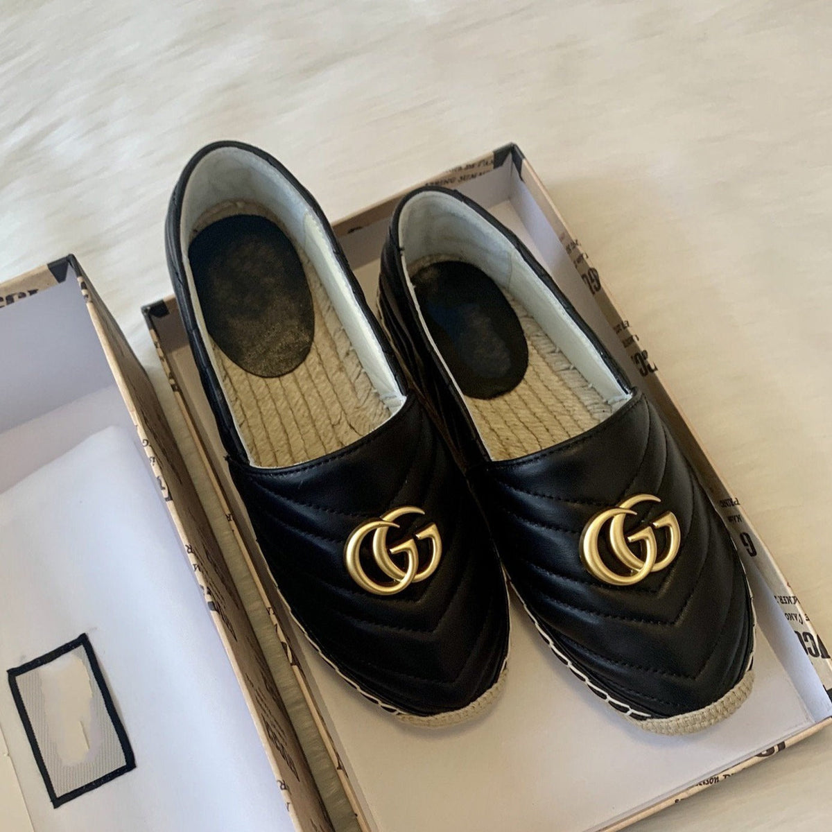 gg espadrilles black calfskin