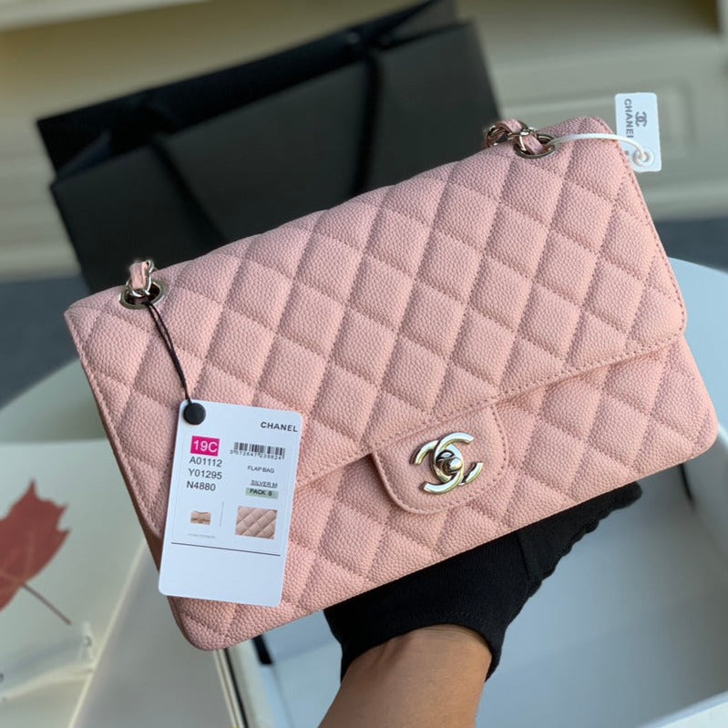 flap bag medium 25 pink caviar shw