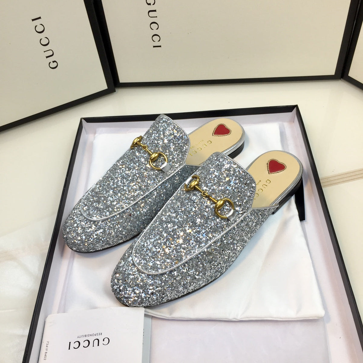 GG PrinceTown Silver Metalic Glitter Mule