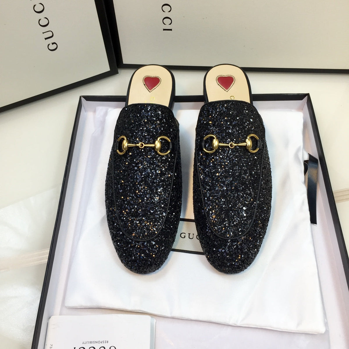 GG PrinceTown Black Glitter Mule