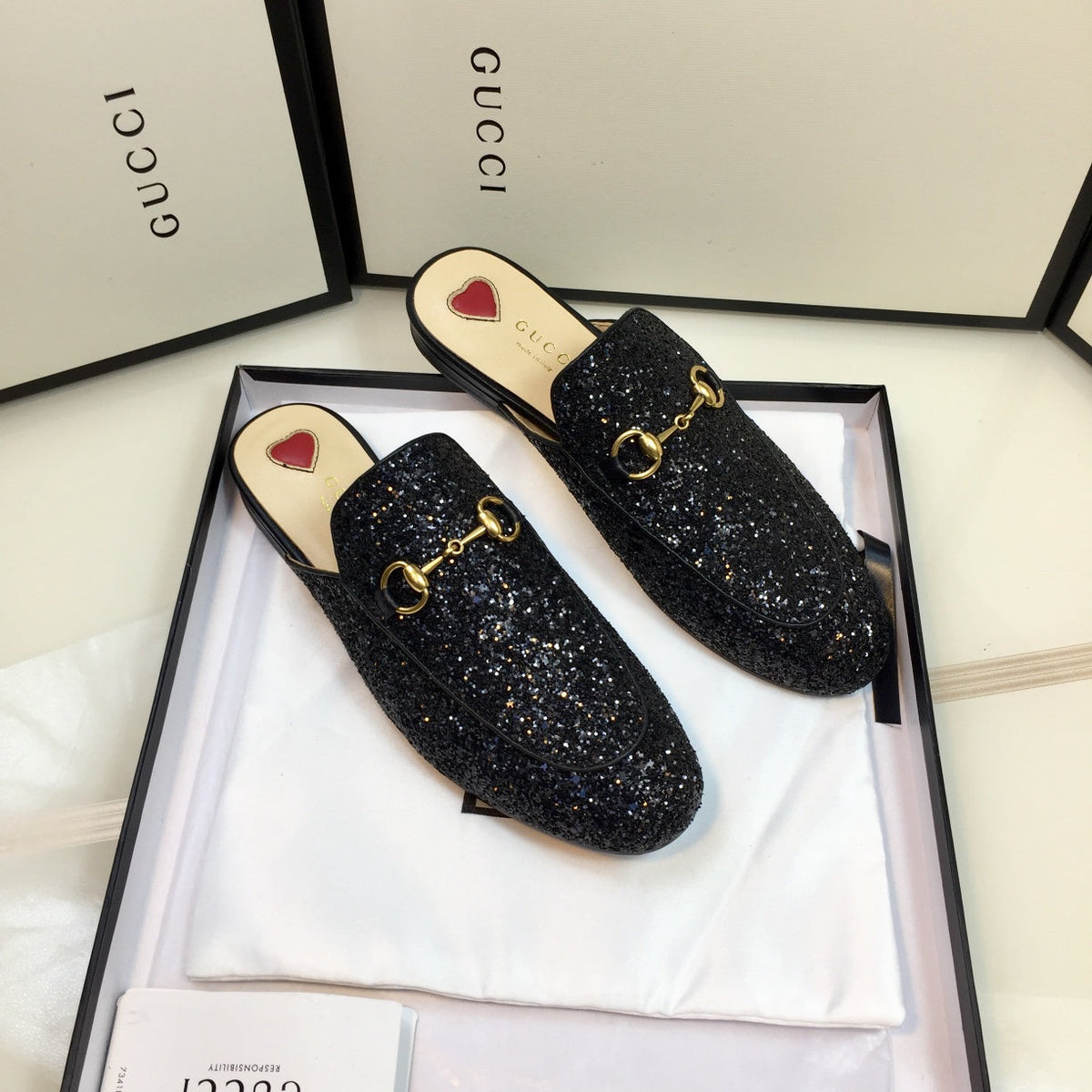 GG PrinceTown Black Glitter Mule