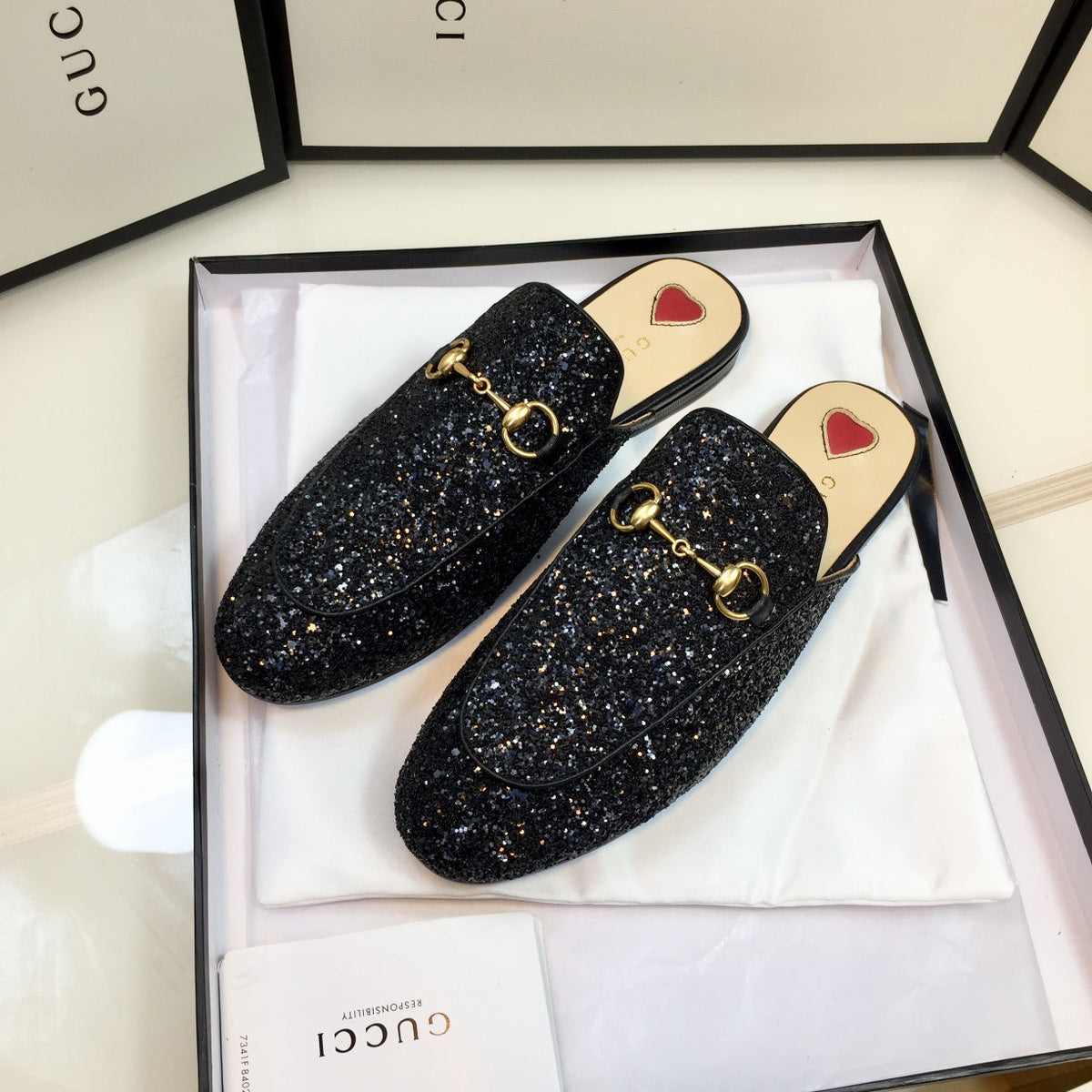 GG PrinceTown Black Glitter Mule