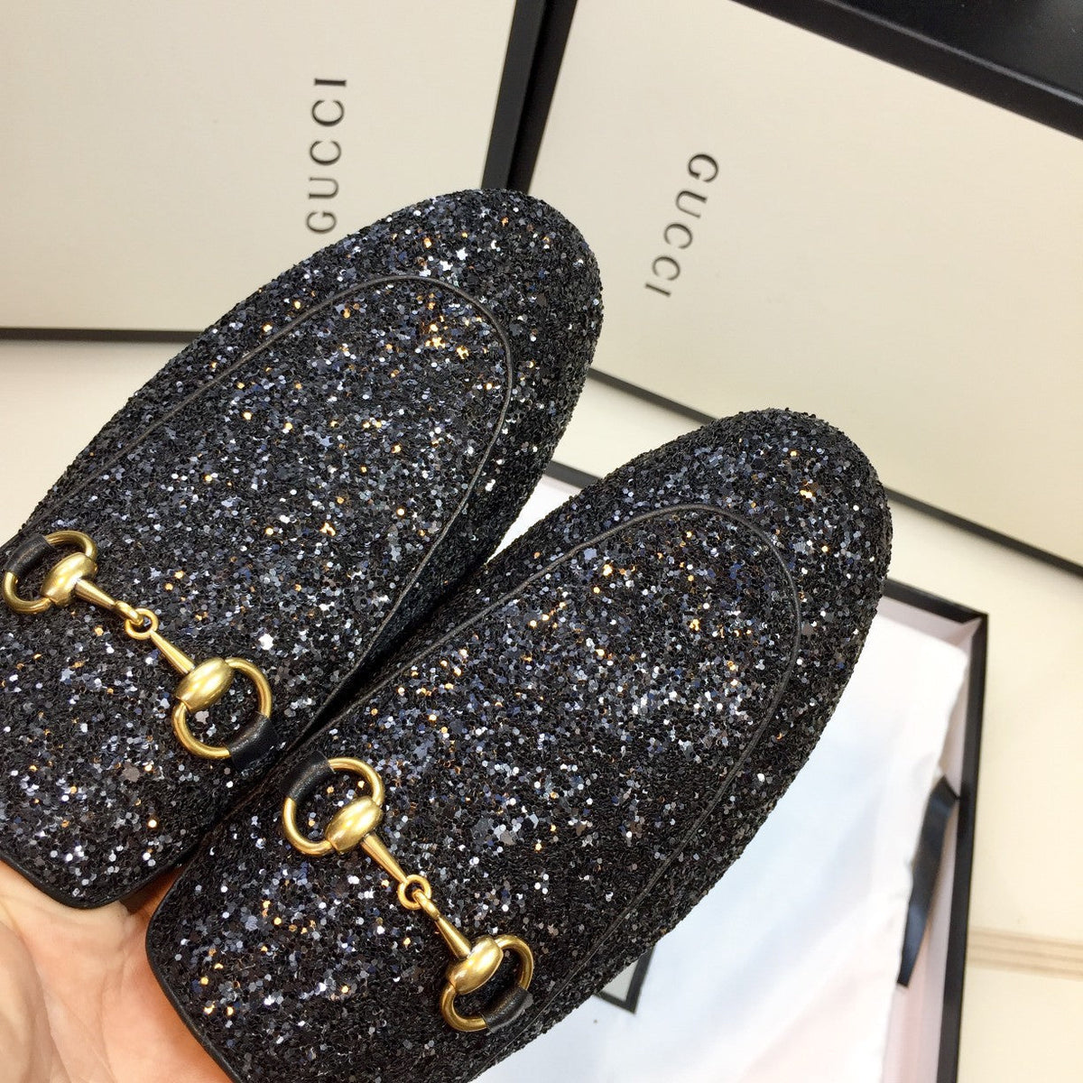 GG PrinceTown Black Glitter Mule