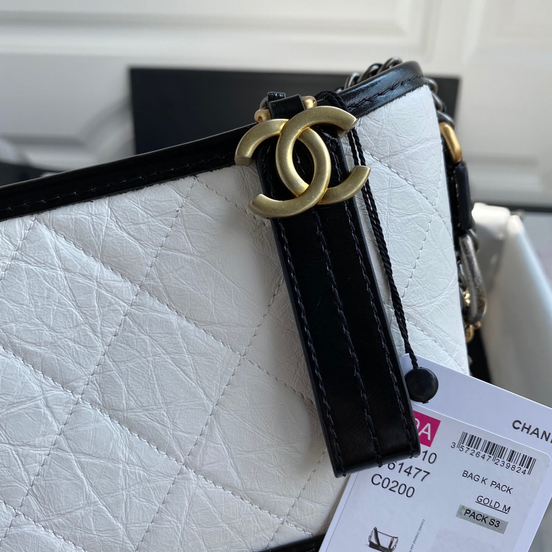 Chanel 25 Gabrielle Black White 20cm Calfskin 289506
