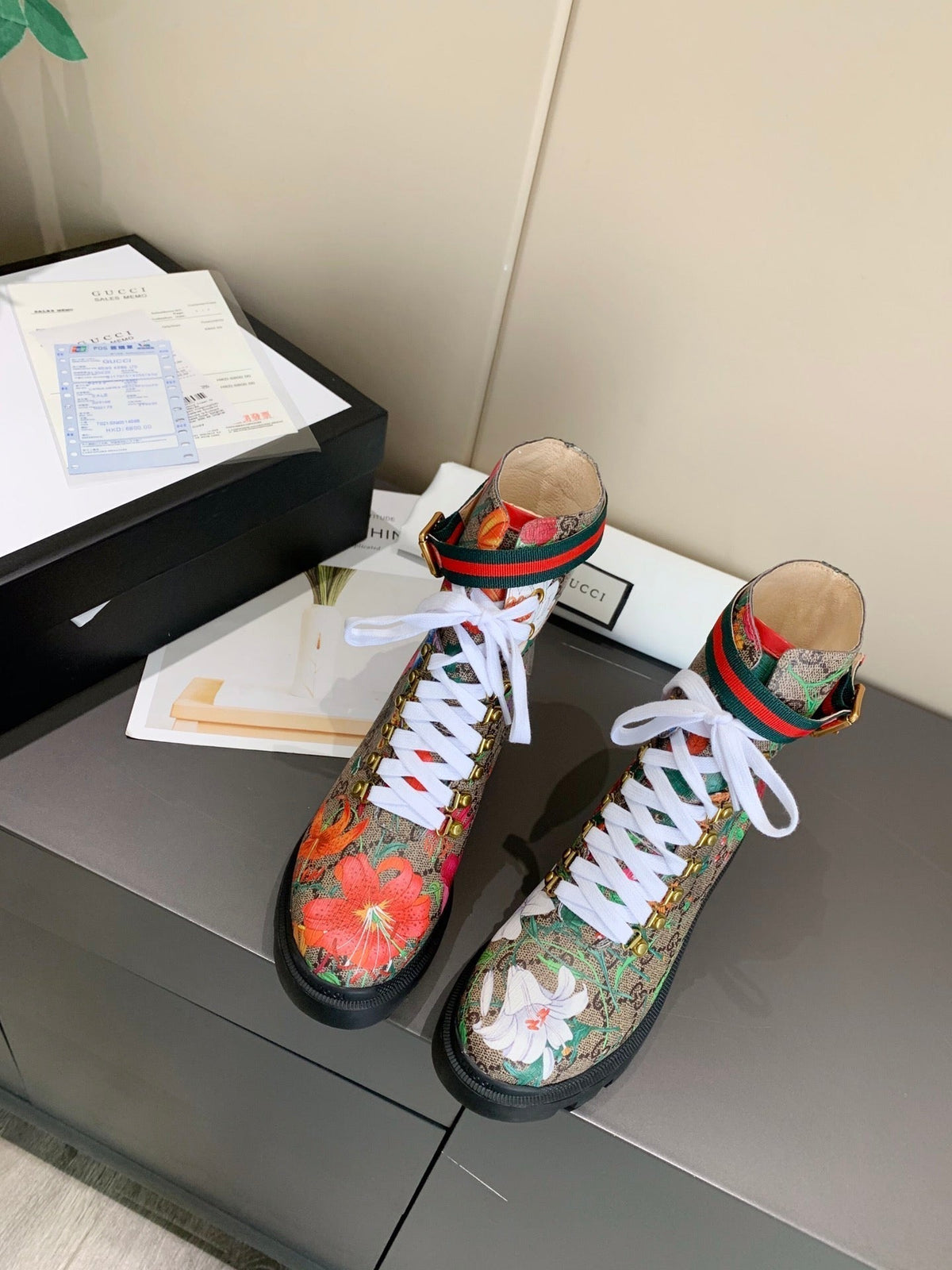GG ankle boots Multicolor Floral Sheepskin
