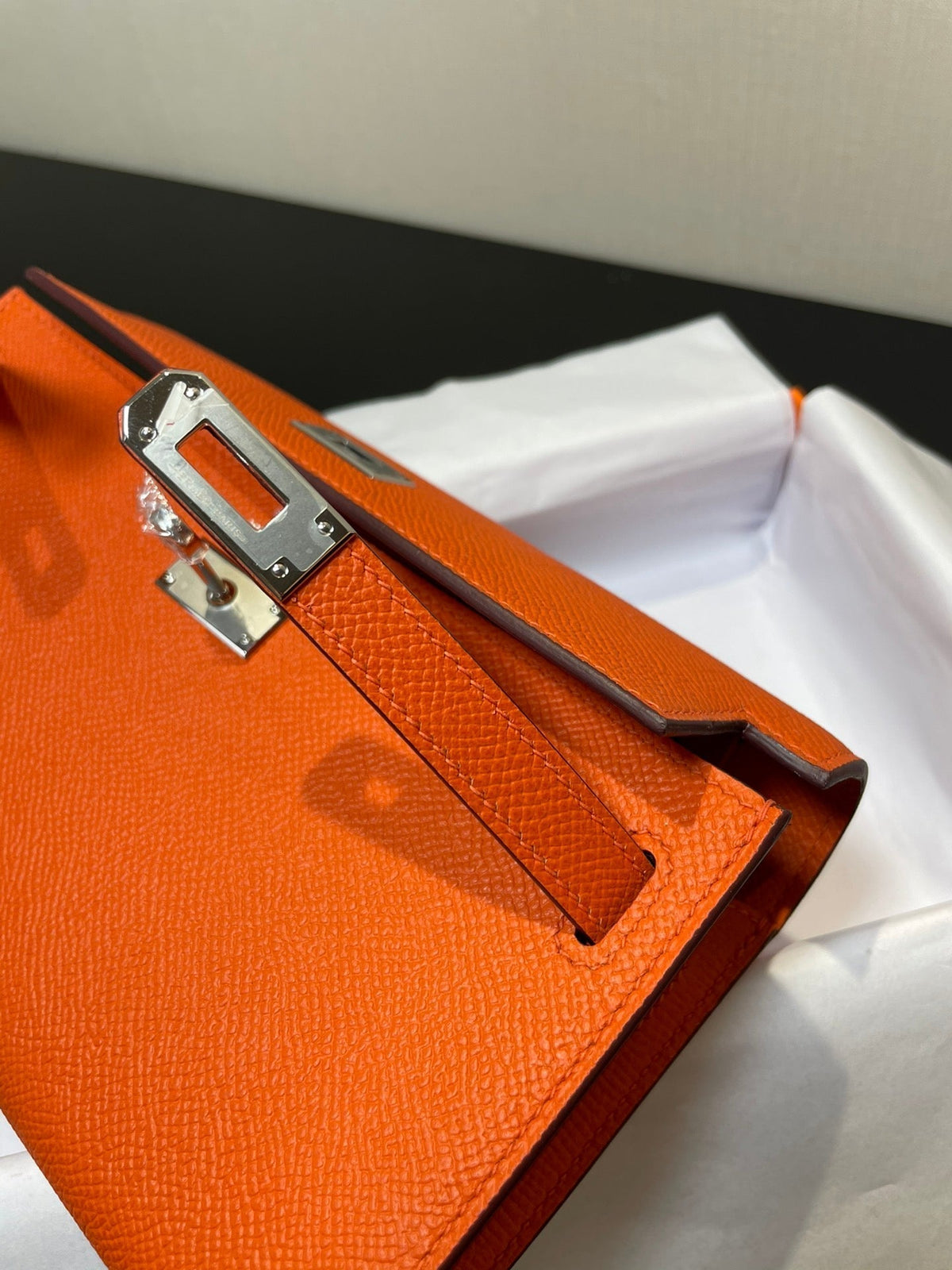 kelly woc 20.5 orange epsom silver hardware