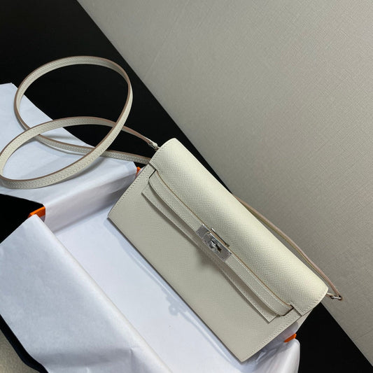 kelly woc 20.5 white epsom silver hardware
