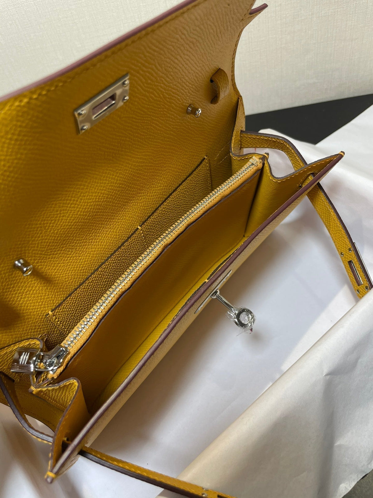 kelly woc 20.5 yellow epsom silver hardware
