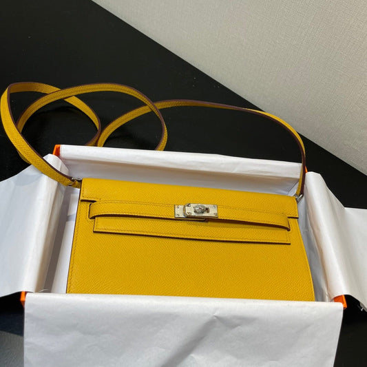 kelly woc 20.5 yellow epsom silver hardware