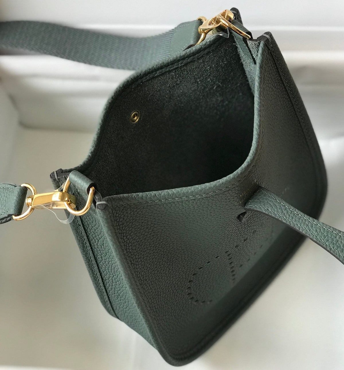 Mini Evelyne 18cm Green Grey Togo Ghw