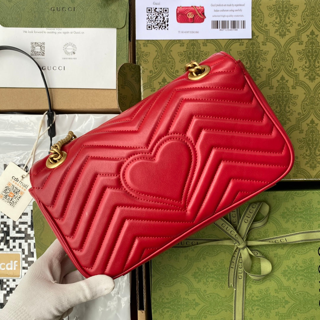 gg marmont 26cm red calfskin gold hardware