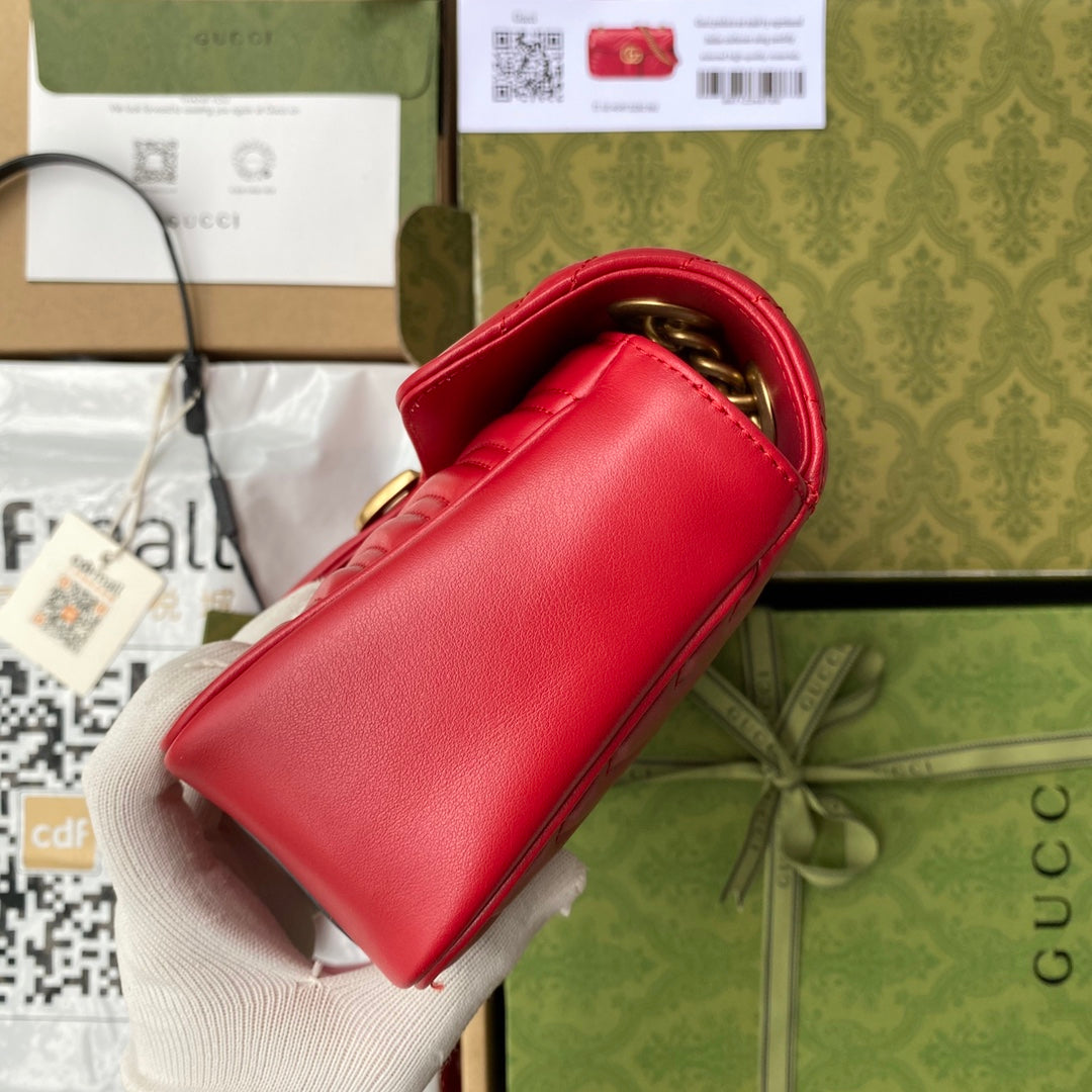 gg marmont 26cm red calfskin gold hardware