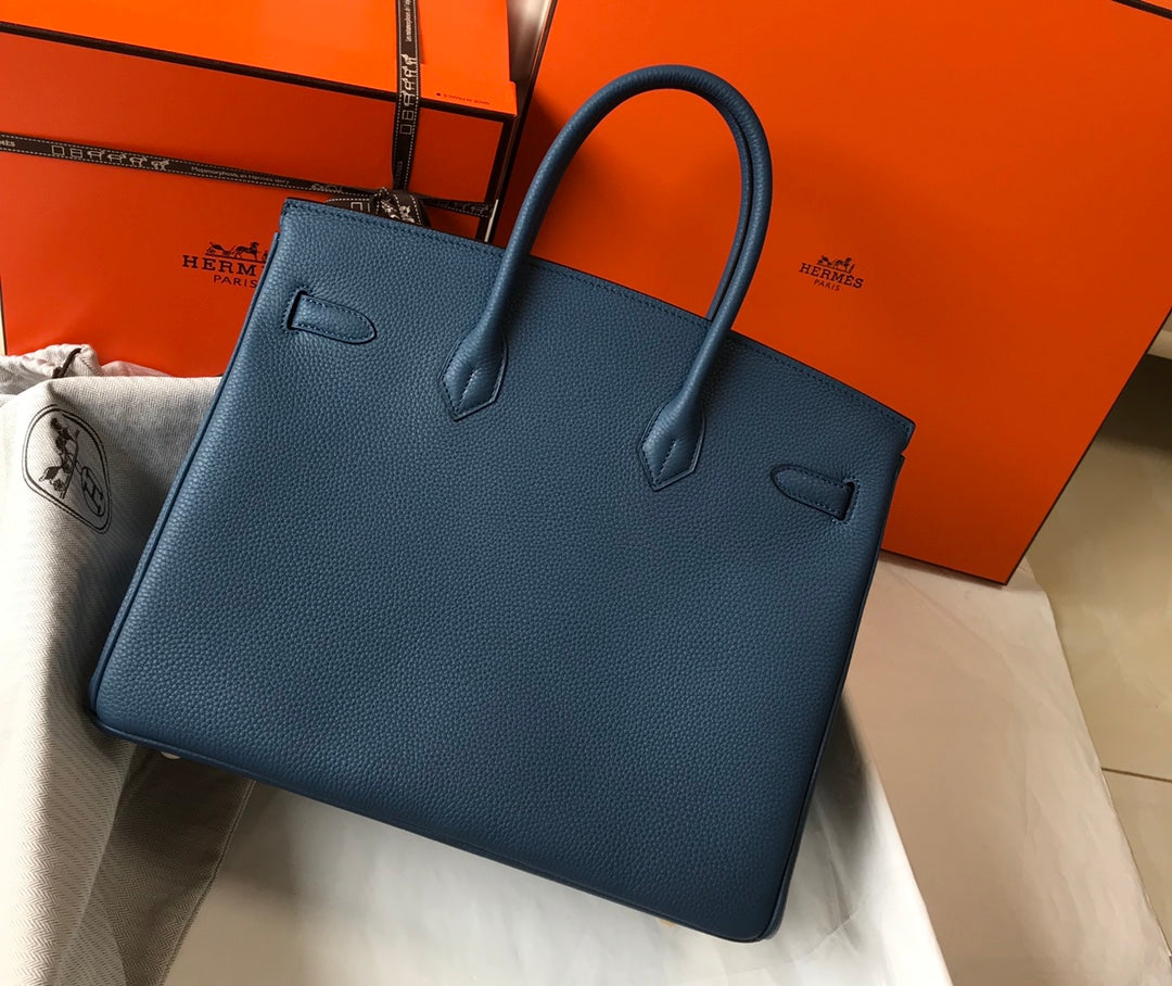 HM BIRKIN 35CM BAG AZURE TOGO GOLD HARDWARE
