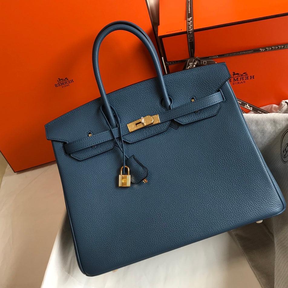 HM BIRKIN 35CM BAG AZURE TOGO GOLD HARDWARE