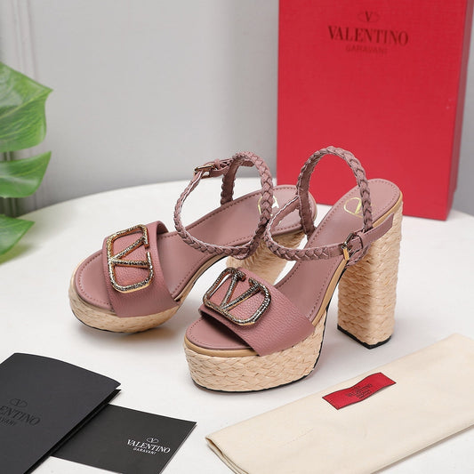 VT 25 Platform Sandals Pink Cowhide Espadrilles