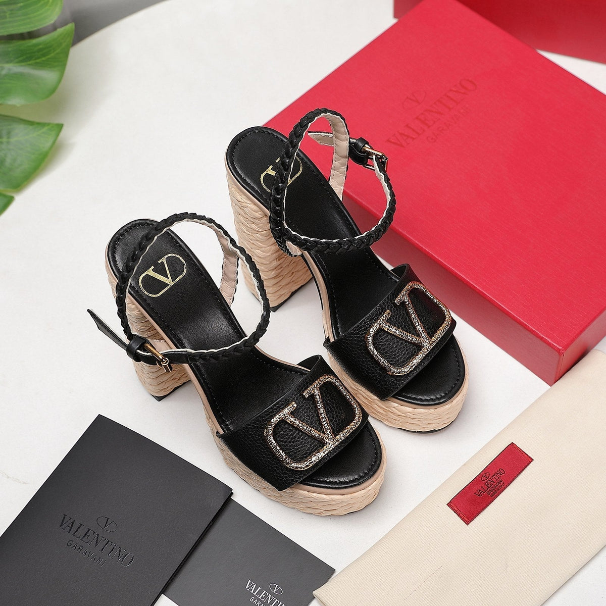 VT 25 Platform Sandals Black Cowhide Espadrilles 363020