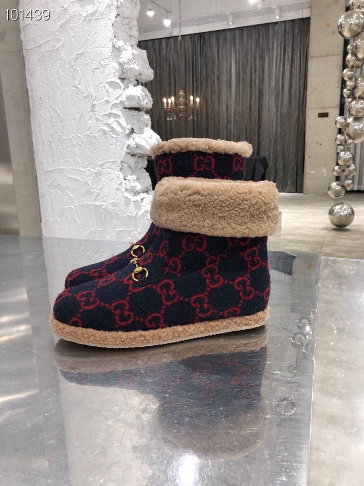 Gucci 2025 Monogram Boot Red Blue Beige Wool 564781