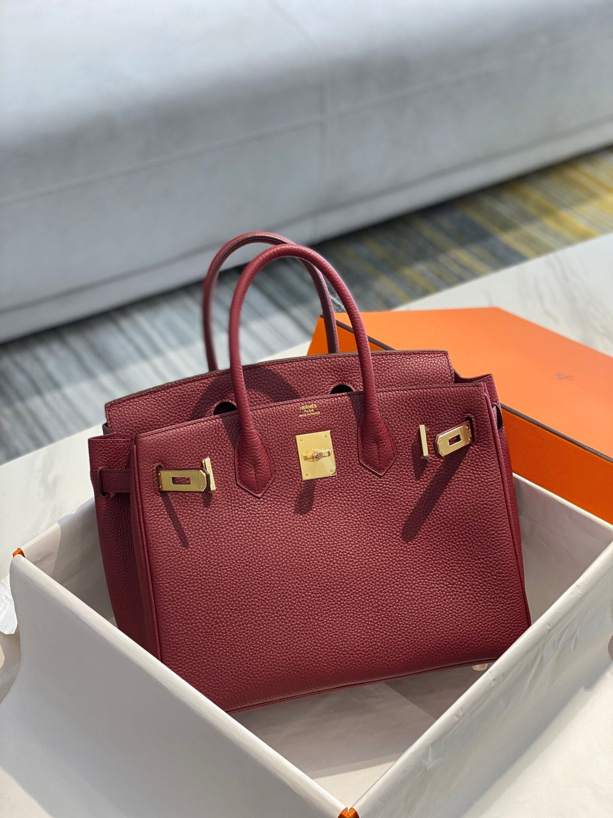 HM Birkin Bag Burgundy Togo Leather Gold Hardware