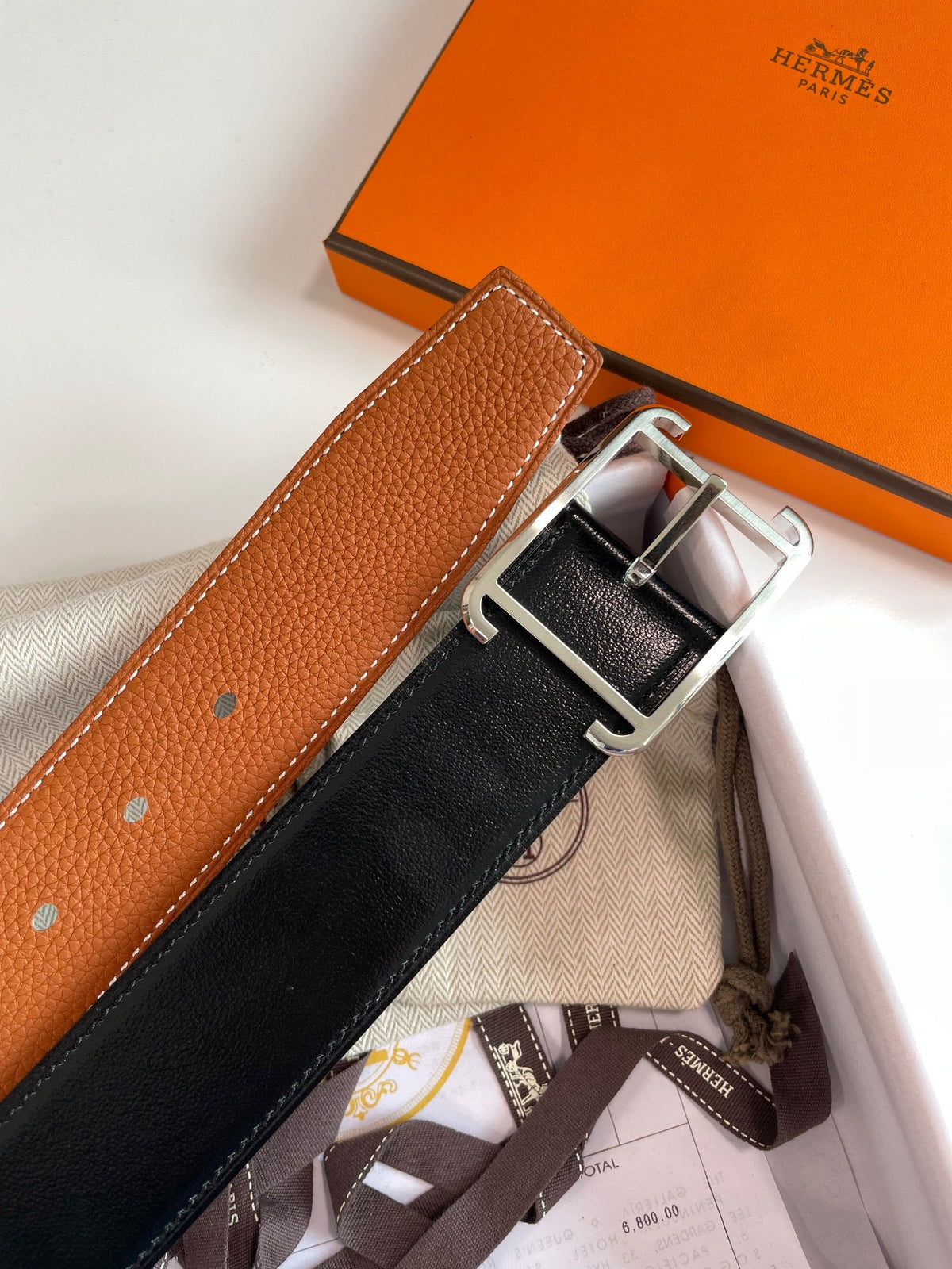 HM Society 38mm Reversible Belt Black Brown Leather 187792