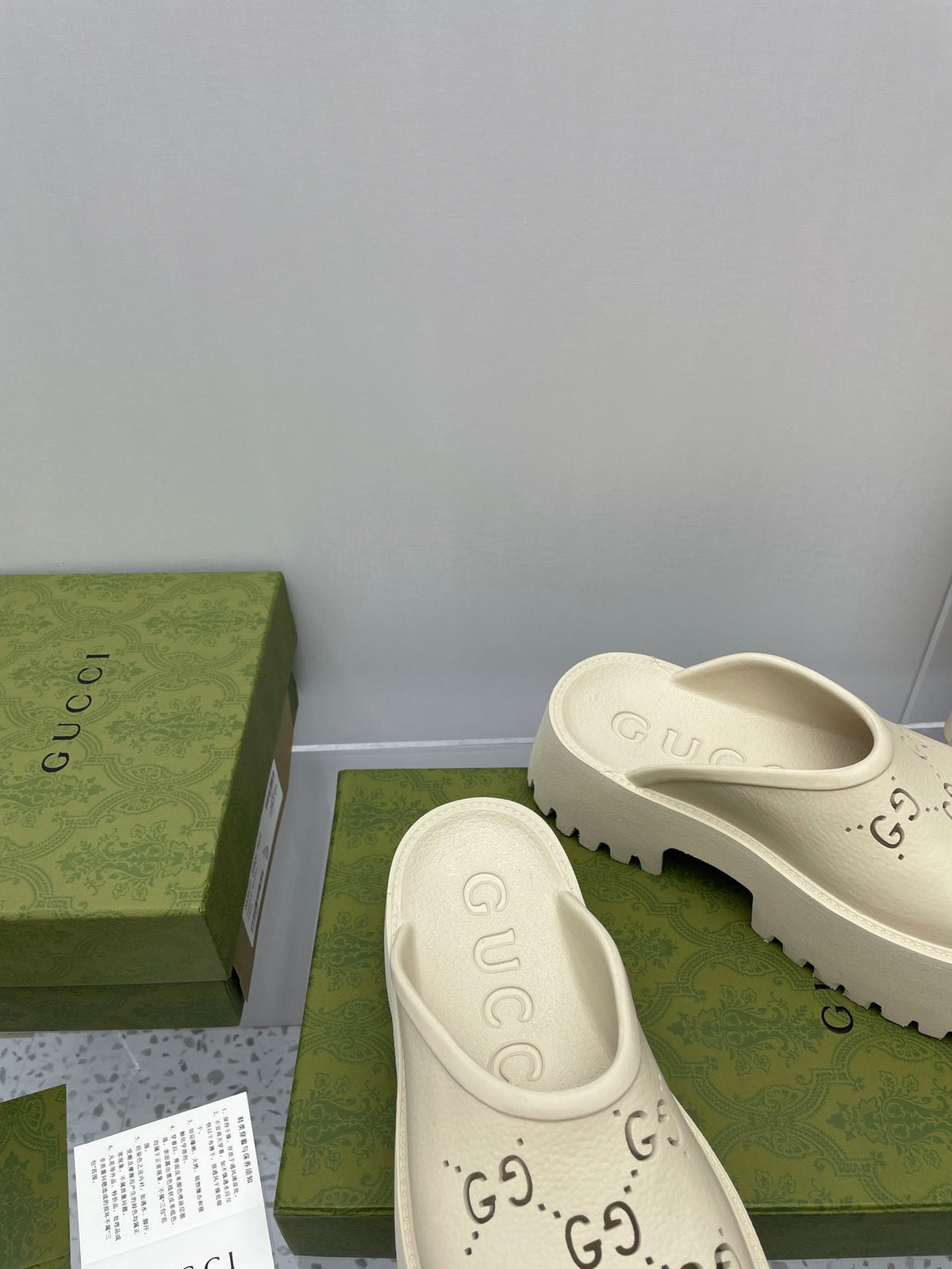 GG PLATFORM PERFORATED G 55 SANDAL CREAM IP FOAM