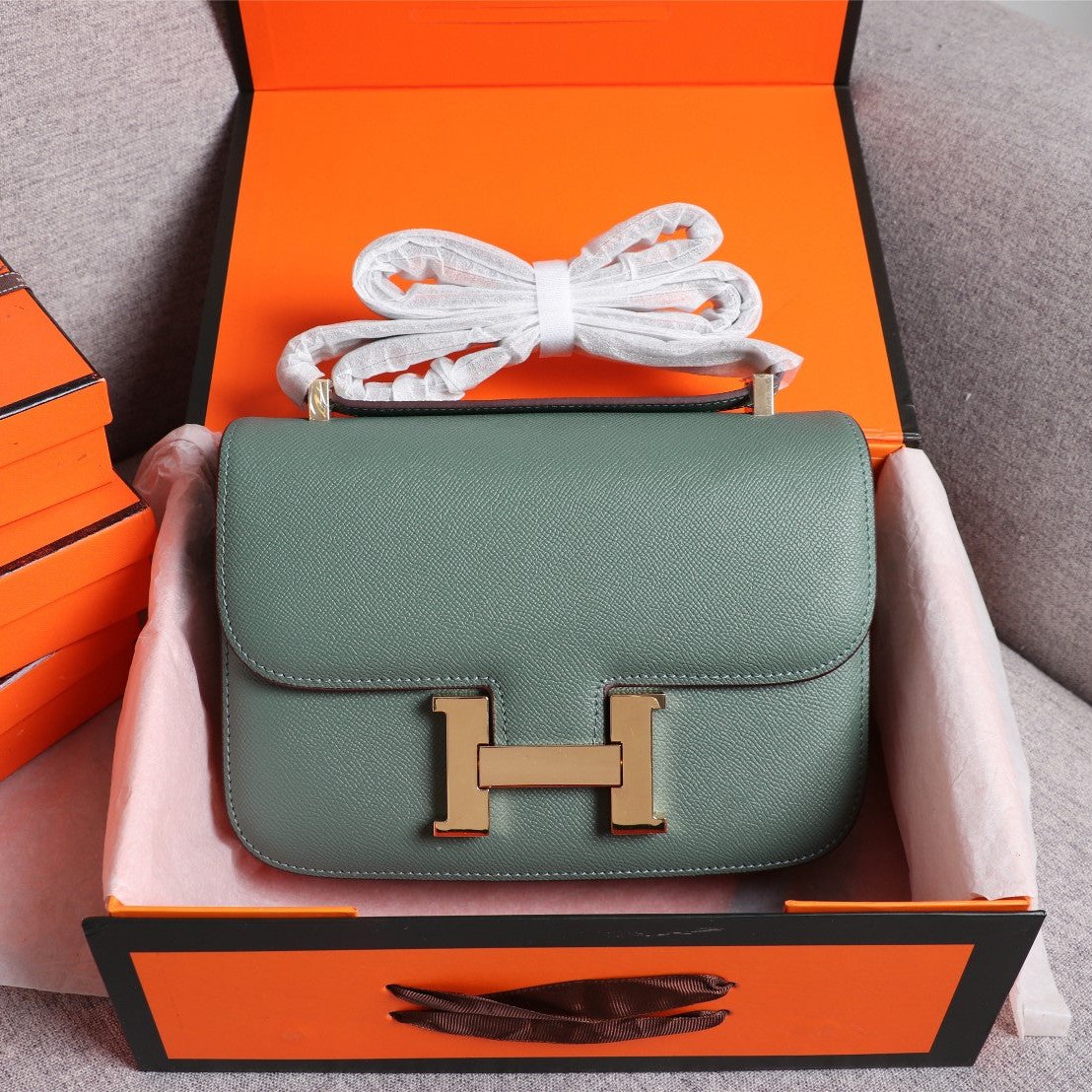 HM CONSTANCE BAGS 22 HUNTER GREEN EPSOM