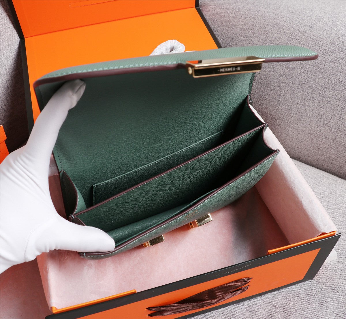 HM CONSTANCE BAGS 22 HUNTER GREEN EPSOM