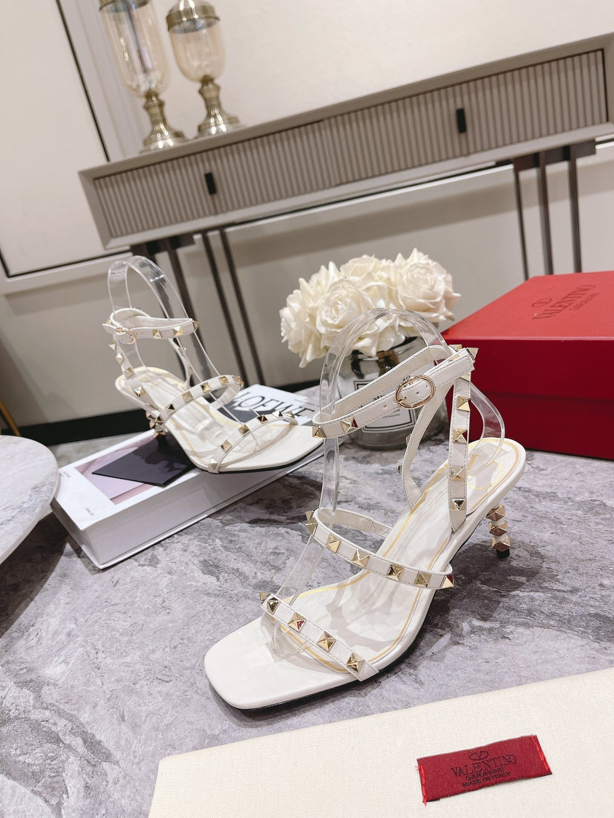 Valentino Rockstud Sandals Heels 60MM Sheepskin