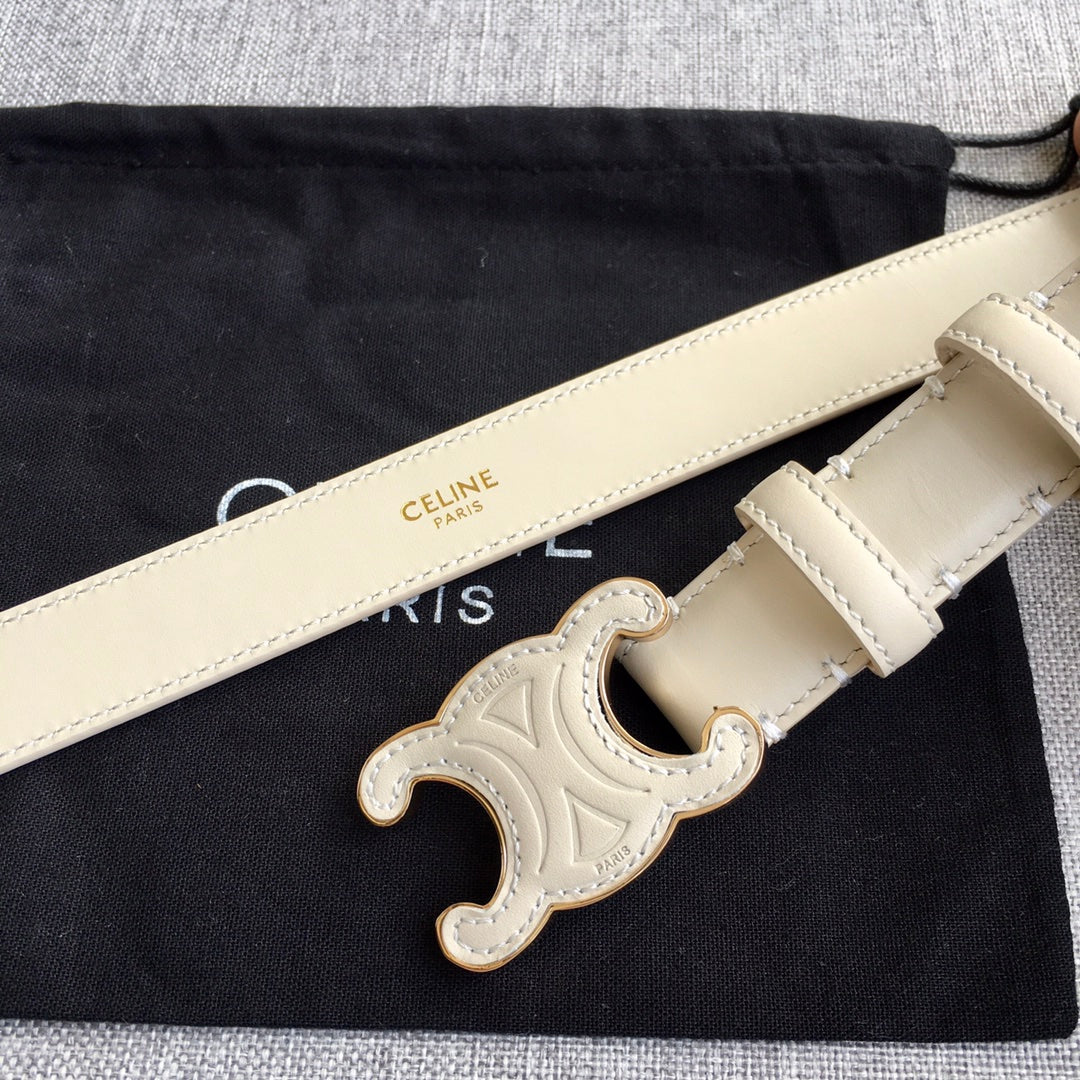 Medium Cuir Triomphe Belt 25mm White Calfskin