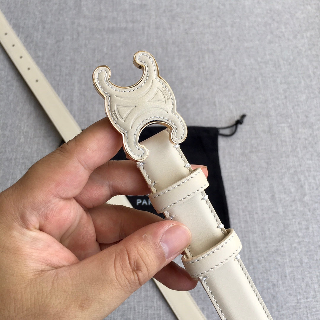 Medium Cuir Triomphe Belt 25mm White Calfskin