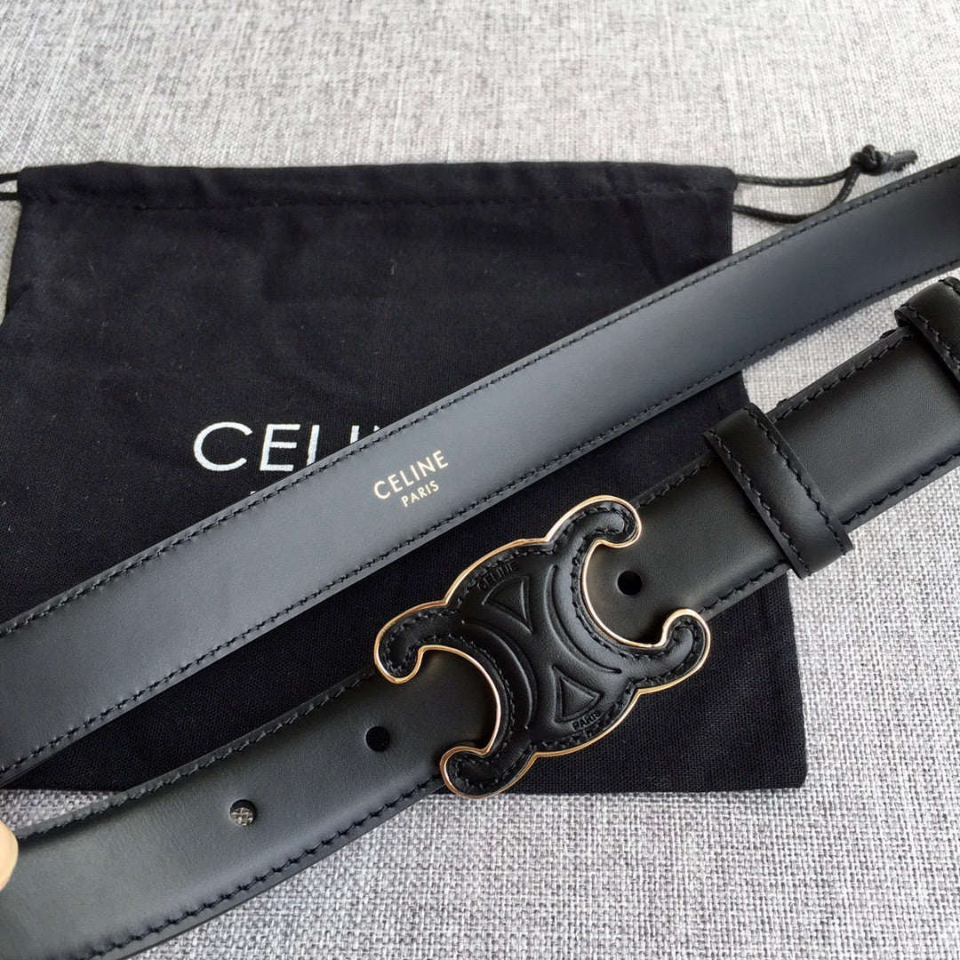 Medium Cuir Triomphe Belt 25mm Black Calfskin