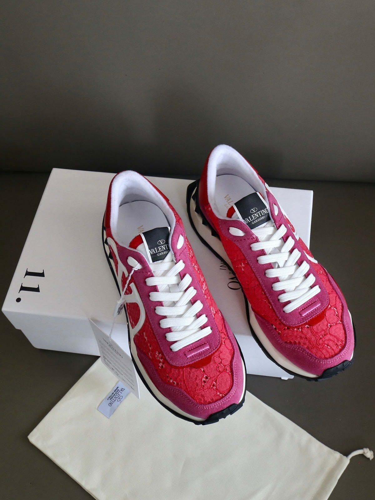 VT Lace Sneaker Pink Red Suede Leather 349048