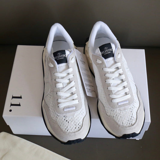 VT Lace Sneaker White Suede Leather