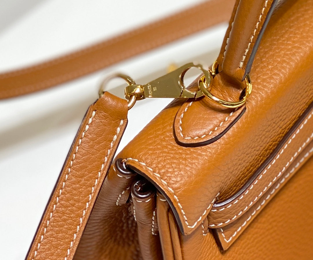 HM KELLY 28CM TAN TOGO GOLD HARDWARE