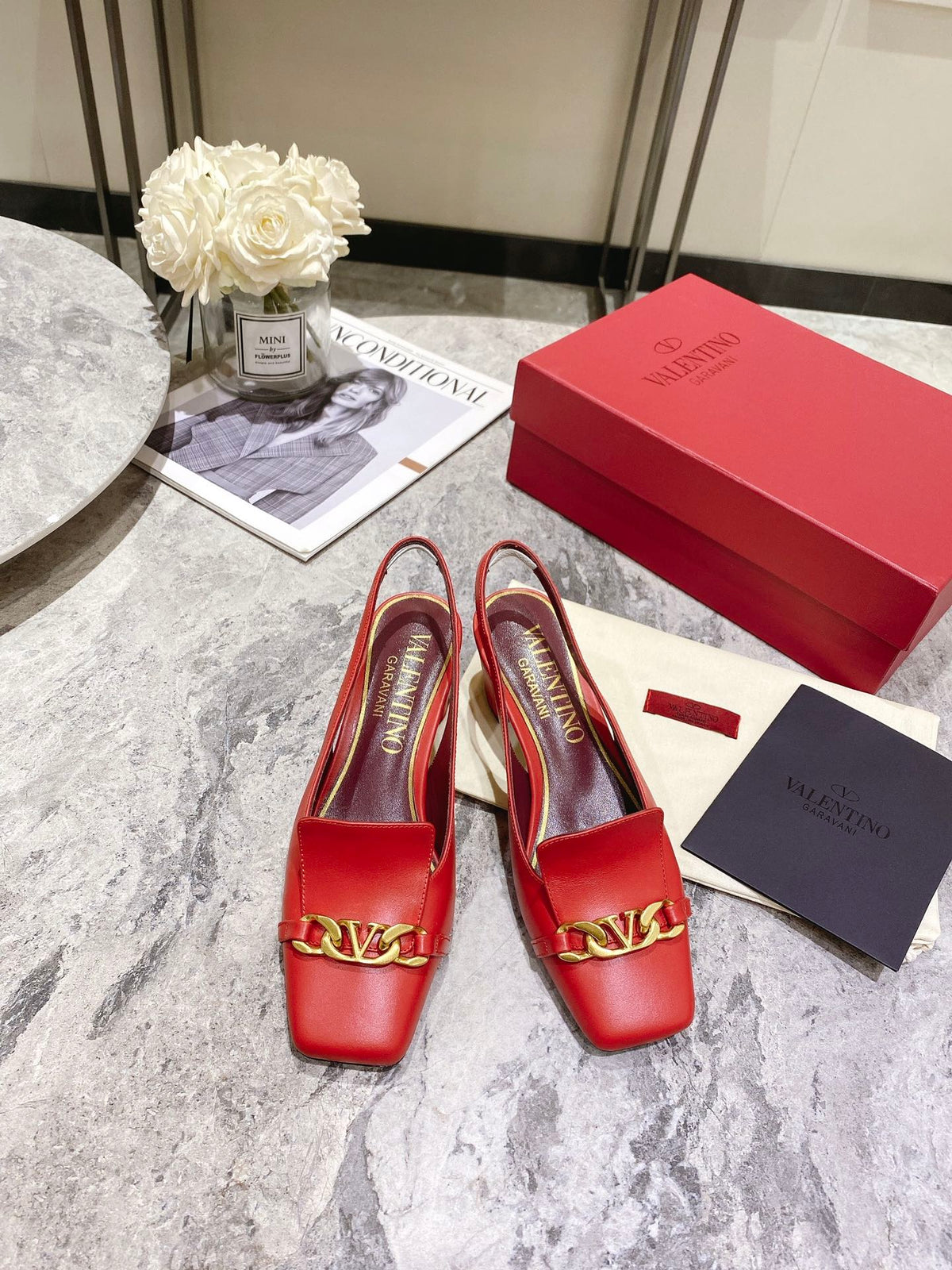 Valentino Slingback Heels Cowhide 239593