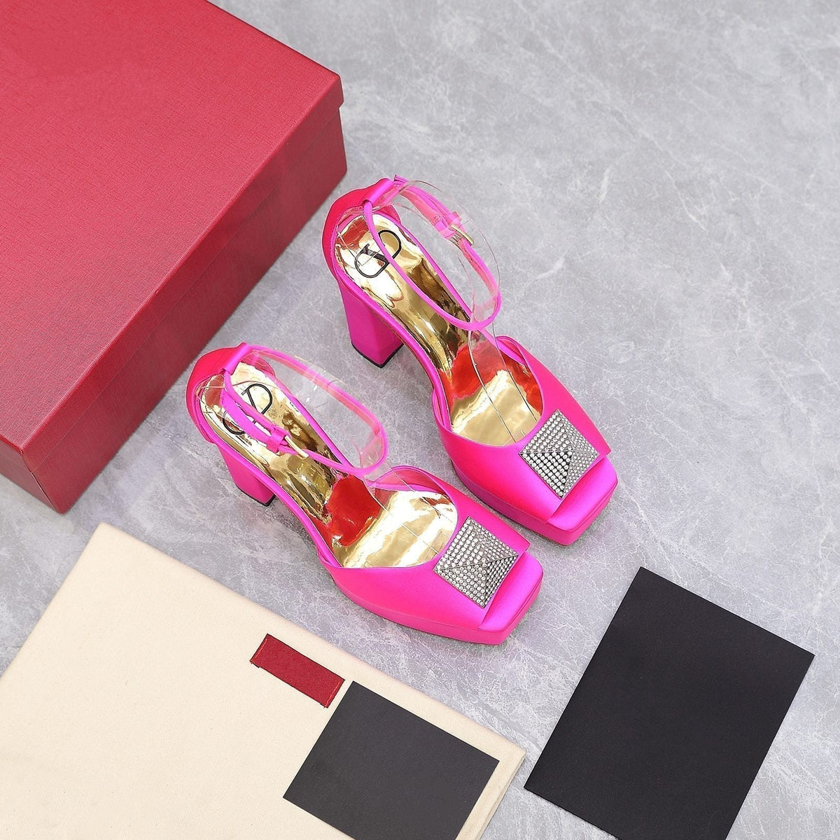 Open Toe Pump With One Stud Diamond Patent Pink Leather 130MM