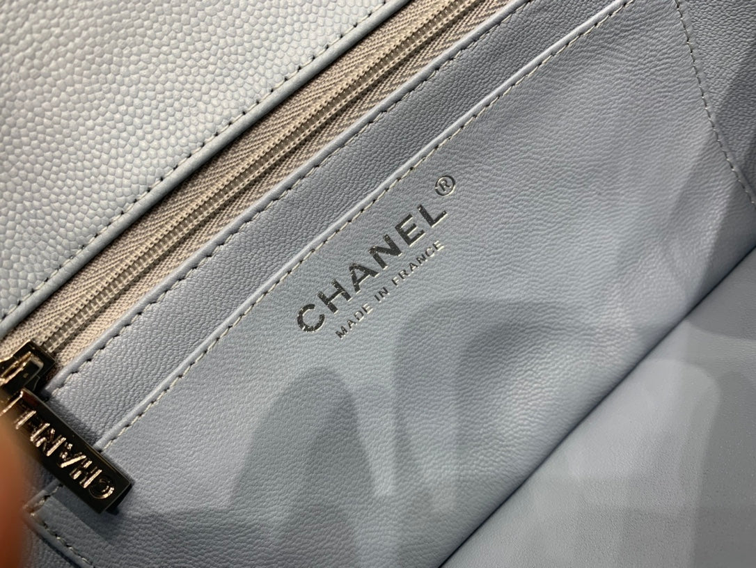 flap bag mini 20cm light cloud blue caviar silver hardware
