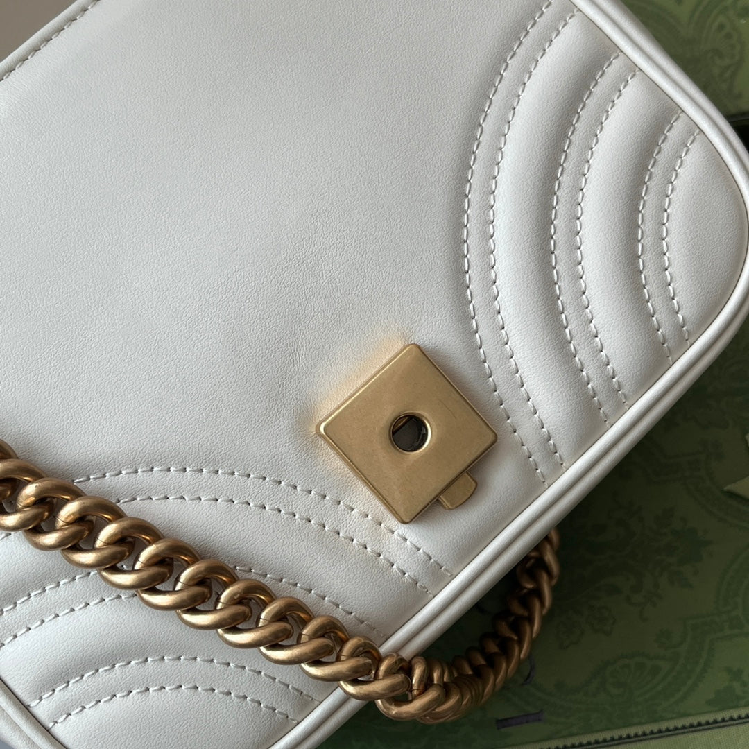 gg marmont mini 18cm white calfskin gold hardware