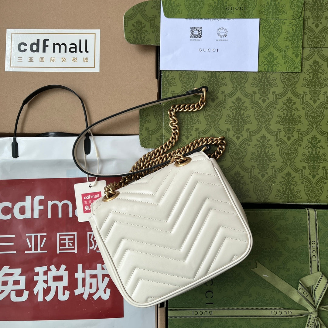 gg marmont mini 18cm white calfskin gold hardware