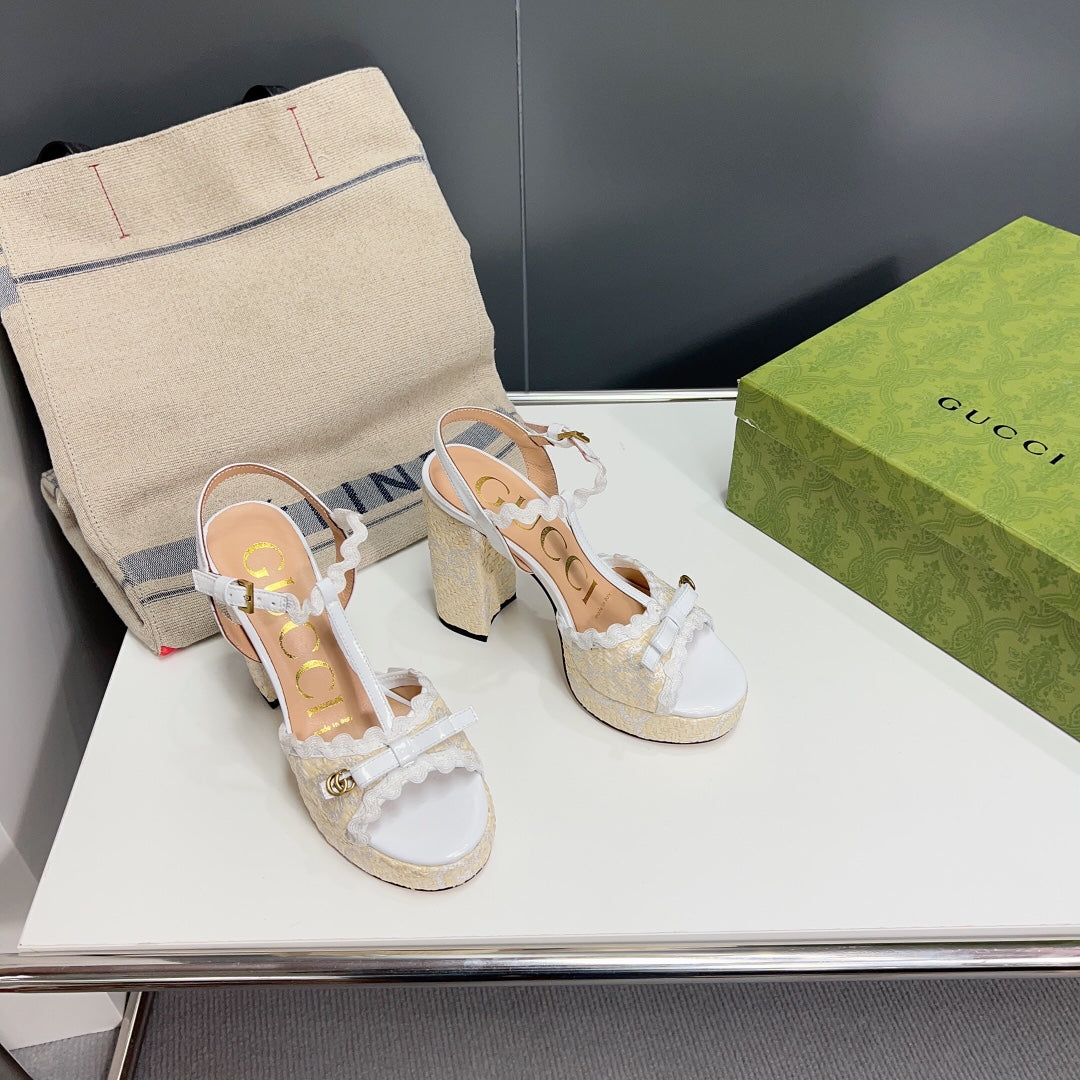 GG 105 HIGH HEEL SANDAL WHITE STRAW