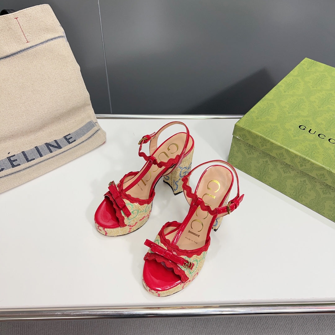 GG 105 HIGH HEEL SANDAL CRIMSON STRAW