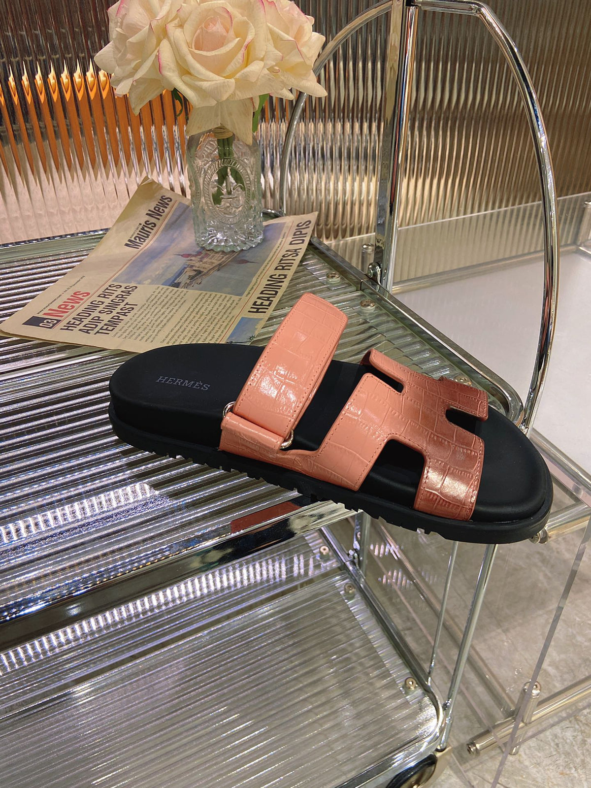 CHYPRE SANDAL OMBRE LIGHT PINK BROWN CALFSKIN