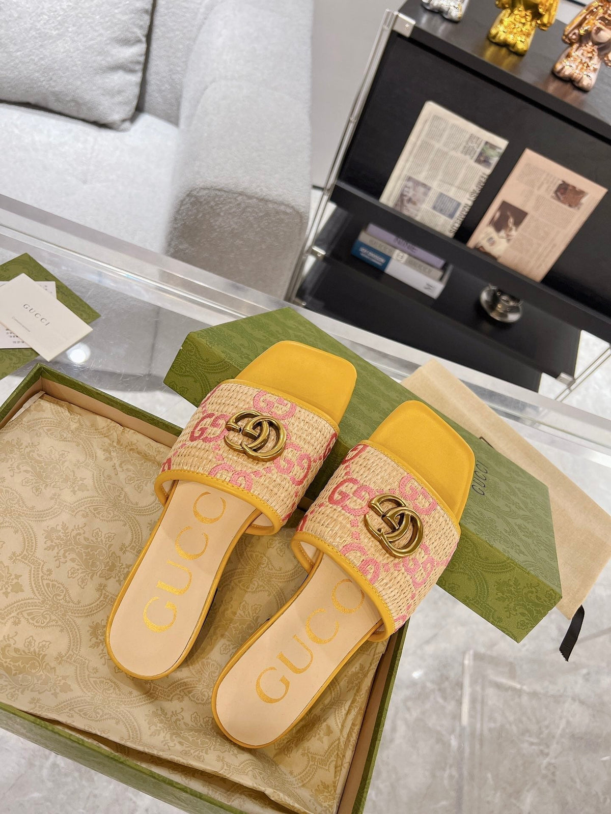 GG EXCLUSIVE SLIDE SANDAL AMBER SEDGE