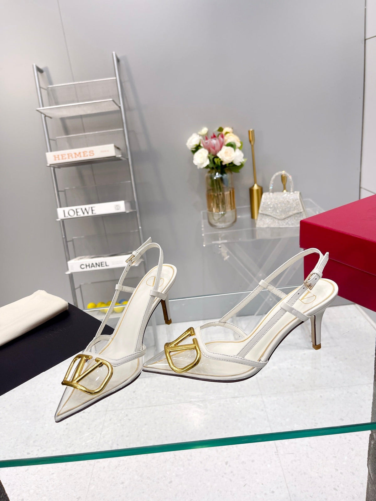 VT Vlogo Slingback White PVC Sheepskin 342415