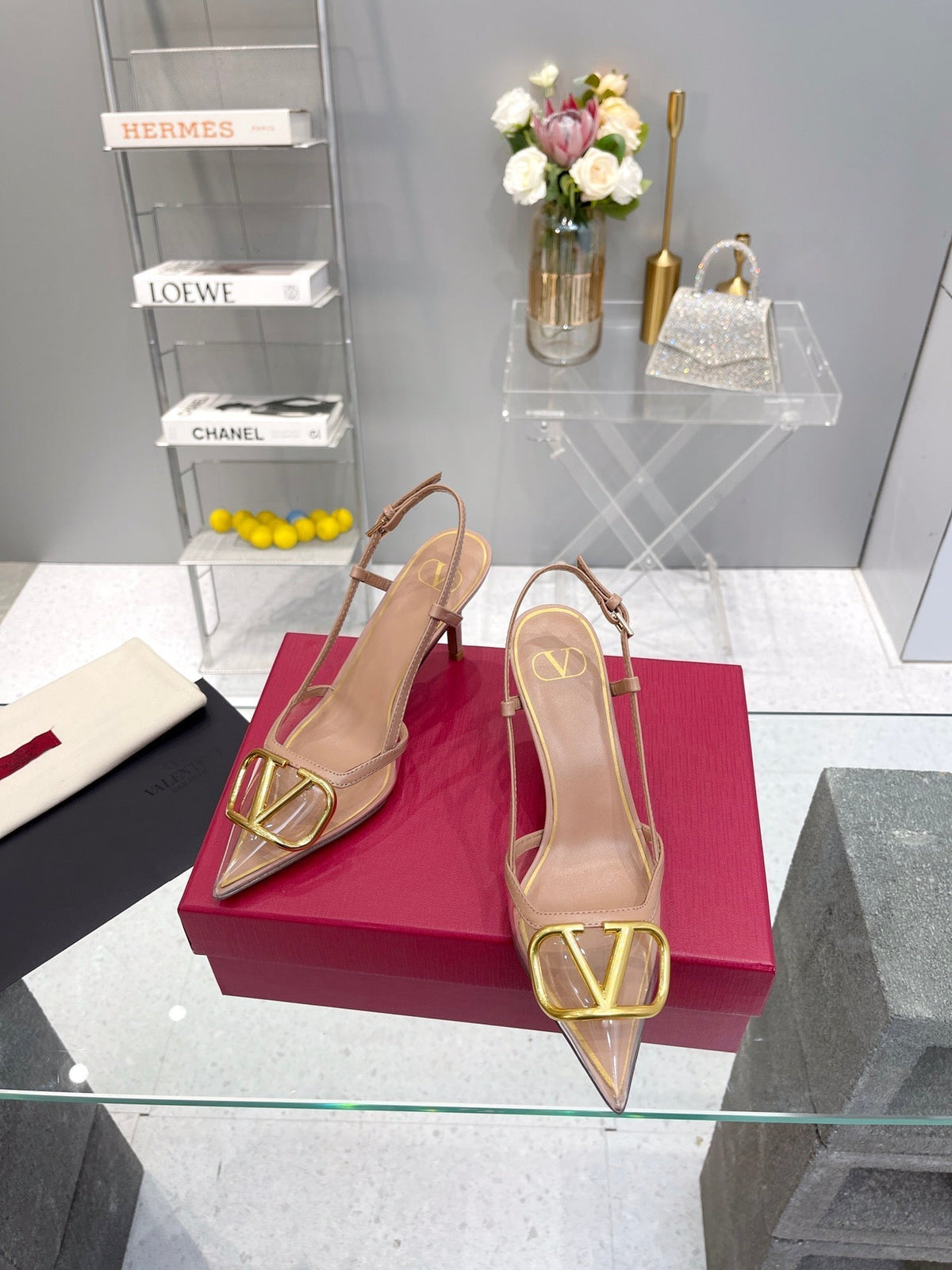 VT Vlogo Slingback Nude PVC Sheepskin