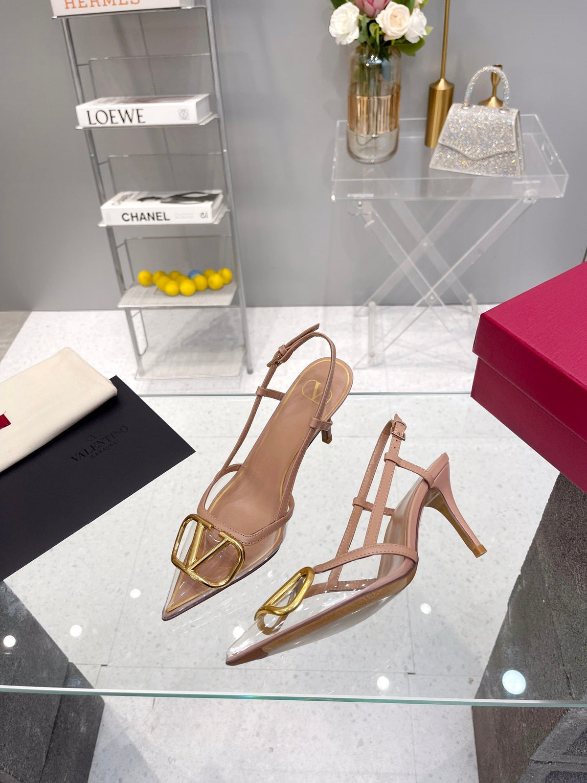 VT Vlogo Slingback Nude PVC Sheepskin
