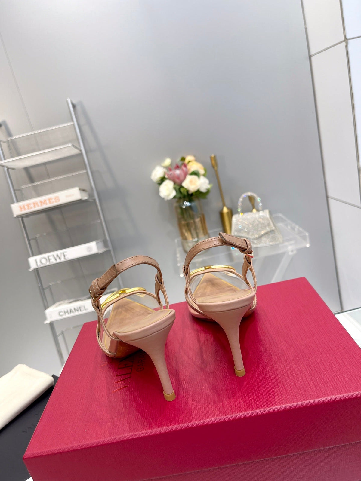 VT Vlogo Slingback Nude PVC Sheepskin