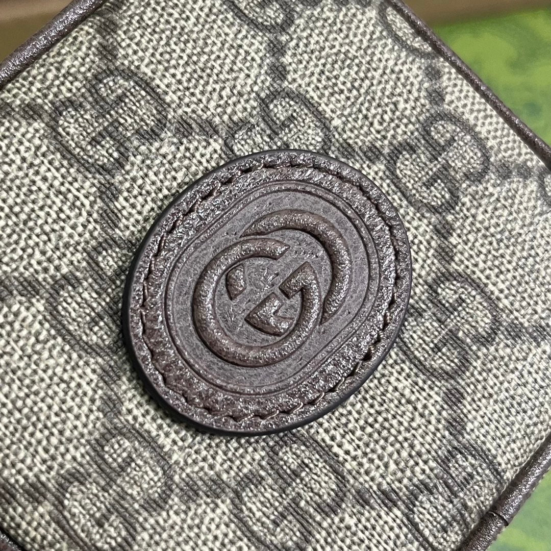 GG SUPERMINI 3 BOX BAG IN BEIGE CANVAS