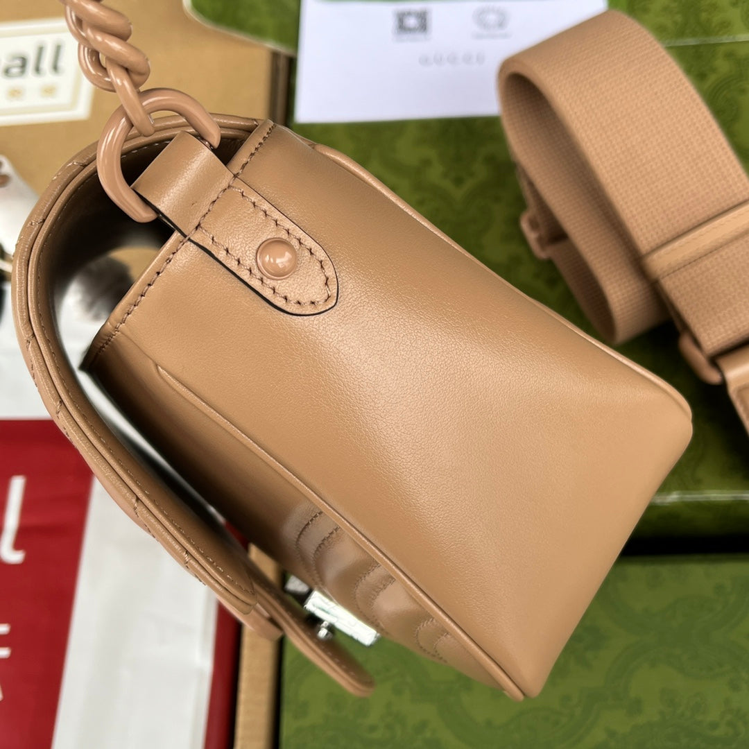 gg marmont mini 18cm all beige calfskin