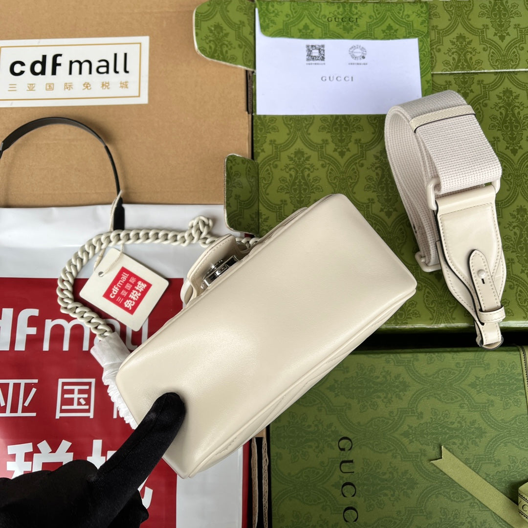 gg marmont mini 18cm all white calfskin