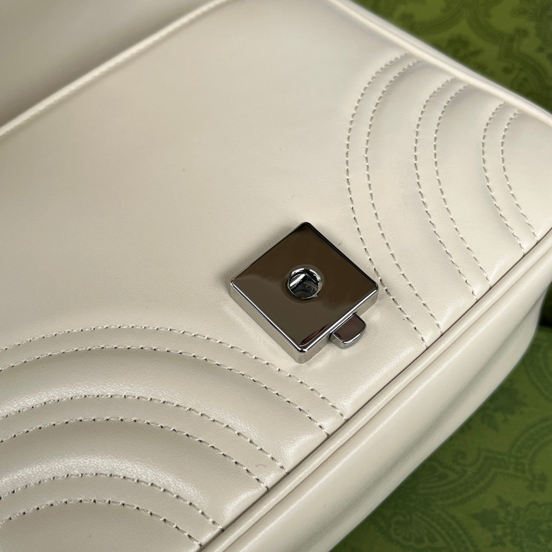 gg marmont mini 18cm all white calfskin